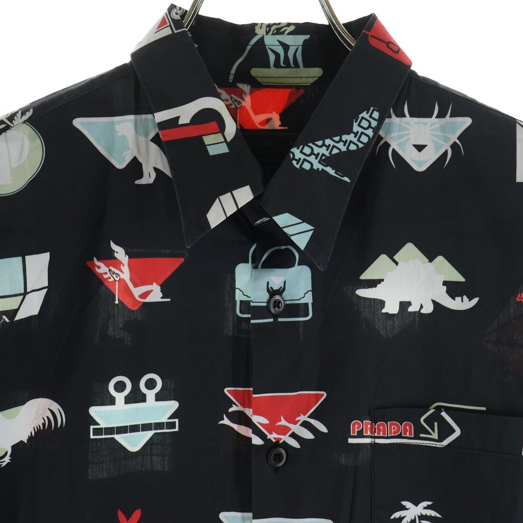 PRADA(プラダ) L/S Shirt 総柄長袖シャツ ブラック UCN123