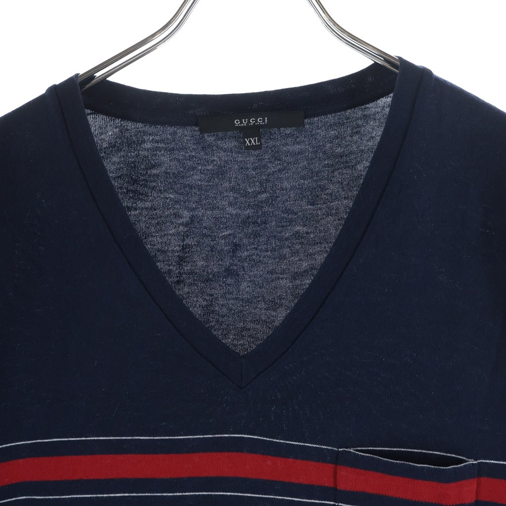GUCCI(グッチ) V Neck T-Shirt Vネック半袖Tシャツ ネイビー 243790 X3483