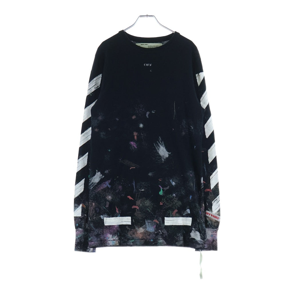 OFF-WHITE(オフホワイト) 17AW Diag Galaxy Blushed L/S T-Shirt ギャラクシー 長袖Tシャツ ロンT ブラック OMAB001F17620030 OMAB001F17620030