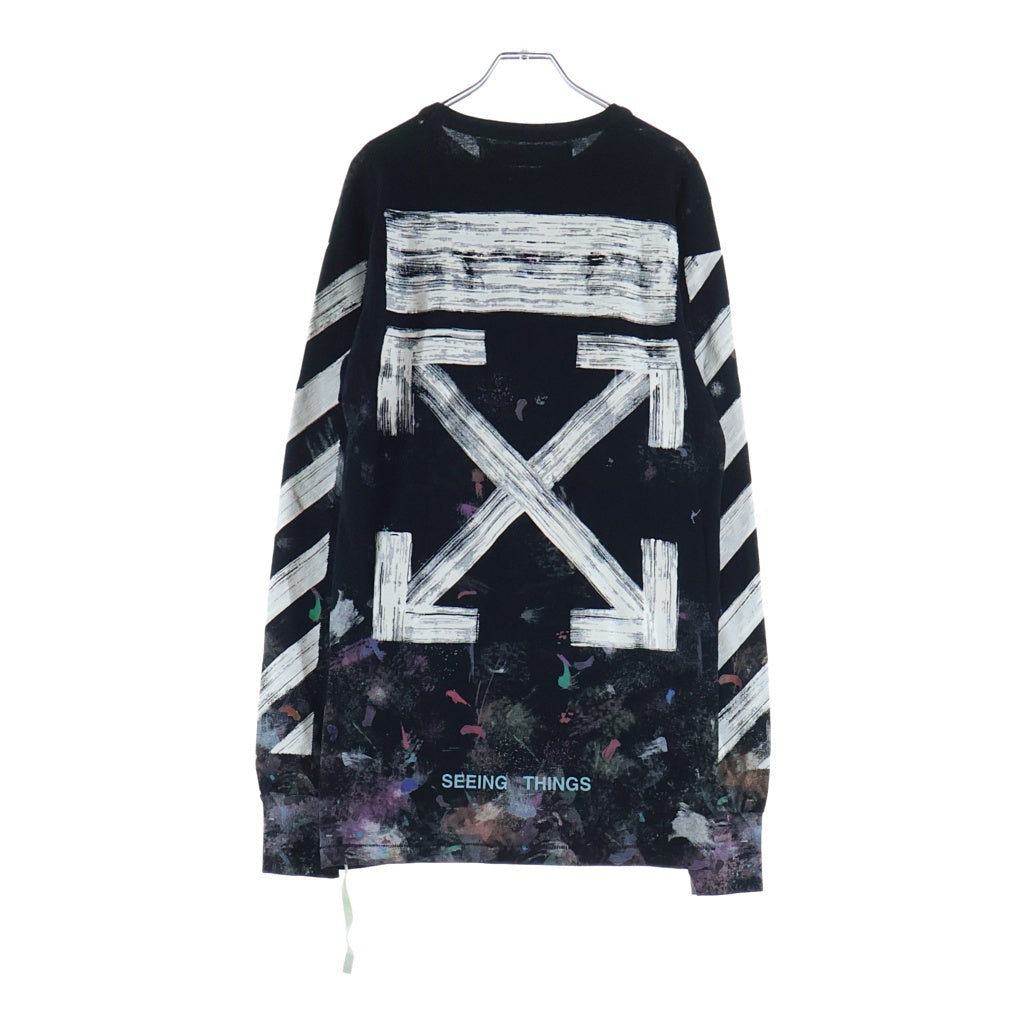 OFF-WHITE(オフホワイト) 17AW Diag Galaxy Blushed L/S T-Shirt ギャラクシー 長袖Tシャツ ロンT ブラック OMAB001F17620030 OMAB001F17620030