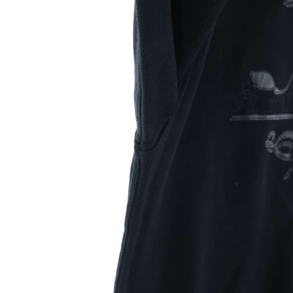 HERMES(エルメス) Ex-Libris Dragon Sweatshirt エクスリブリス ドラゴン レザーパッチ クルーネックスウェットトレーナー ブラック
