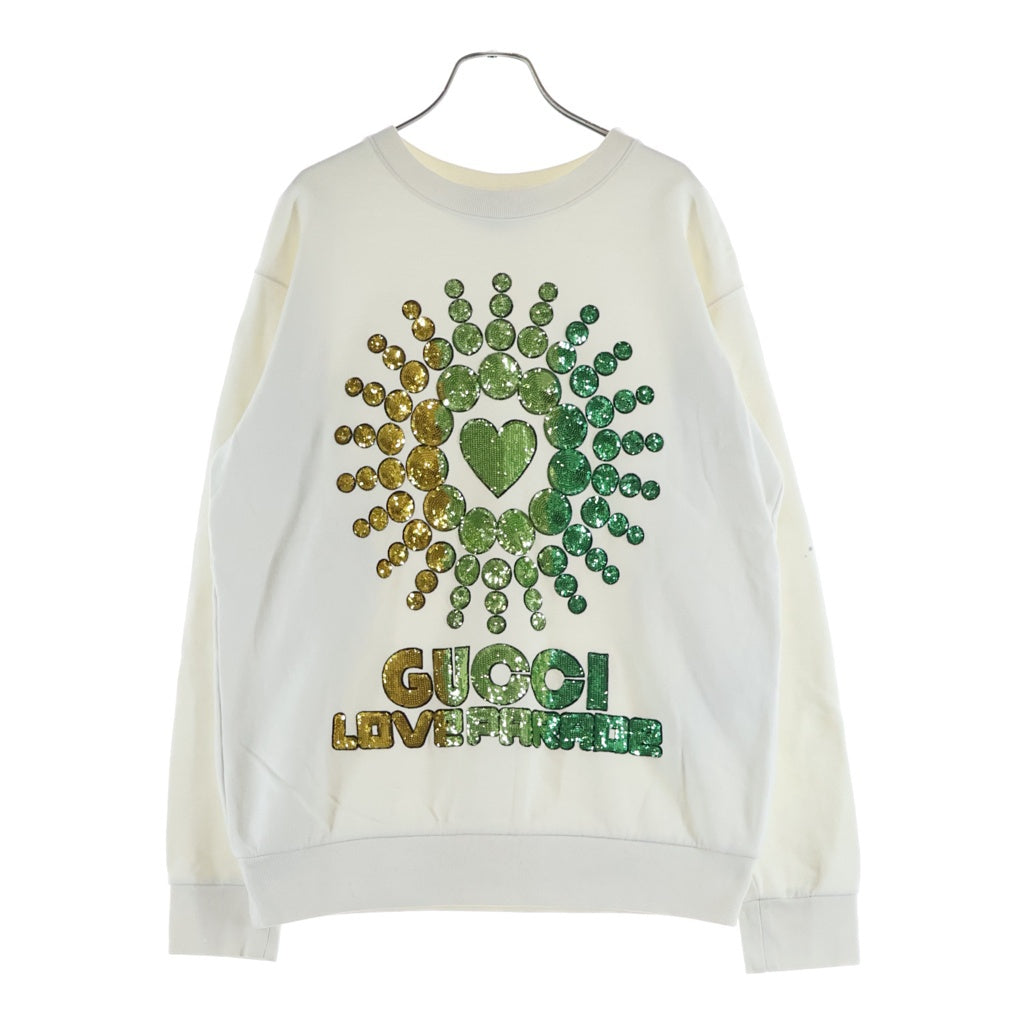 GUCCI(グッチ) Love Parade Cotton Sweatshirt スパンコール総柄 クルーネックスウェットトレーナー ホワイト 617964 XJEN5 617964 XJEN5