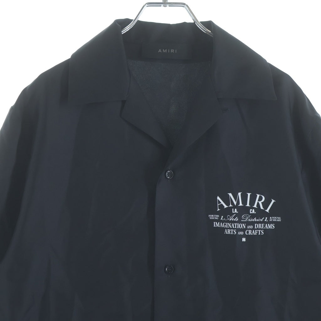 AMIRI(アミリ) ARTS DISTRICT BOWLING SHIRT アーチロゴ 解禁 シルクボーリング 半袖シャツ ブラック AMSTBW101