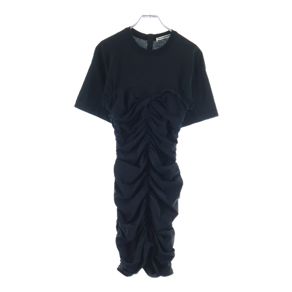 ALEXANDER WANG(アレキサンダーワン) ギャザーワンピース 半袖トップス ブラック レディース
