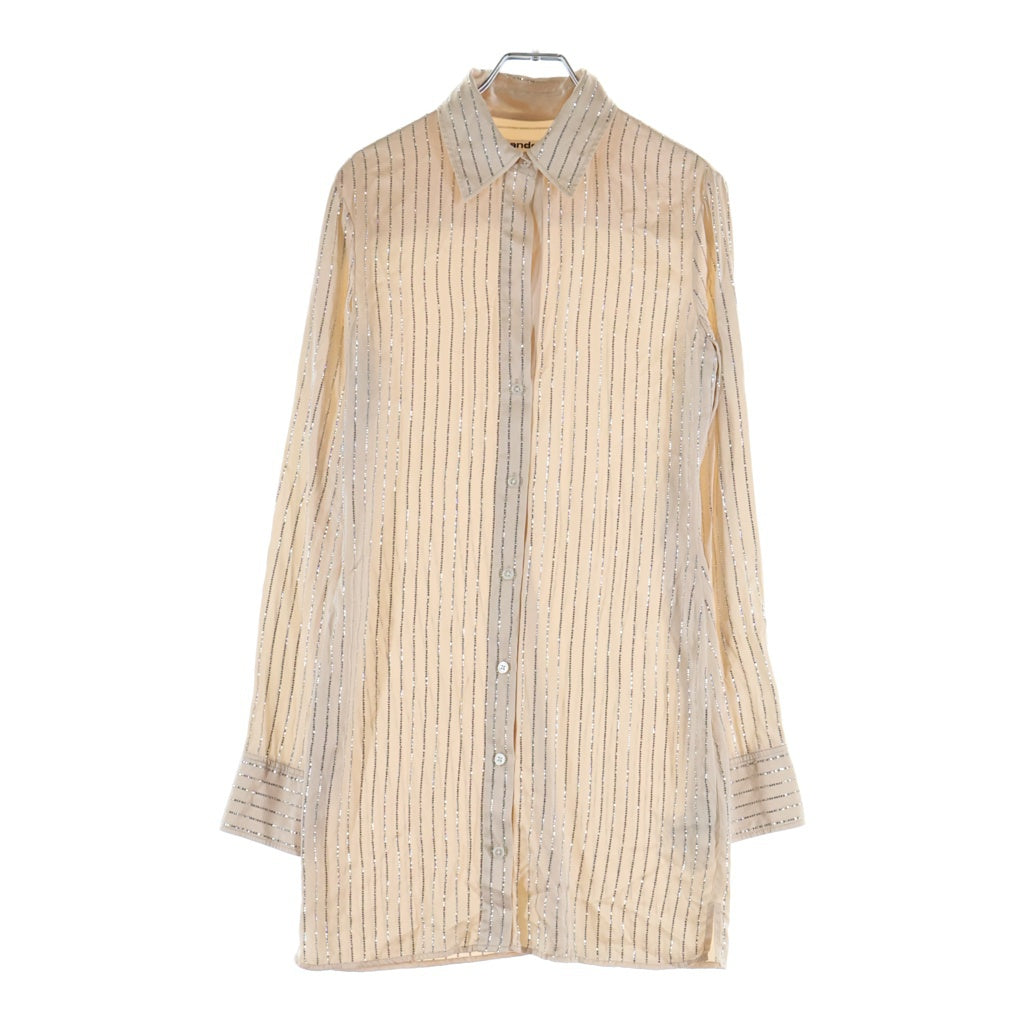ALEXANDER WANG(アレキサンダーワン) crystal hotfix slim shirt dress ラインストーン装飾 ストライプ長袖シャツ ピンク レディース 1WC2226461
