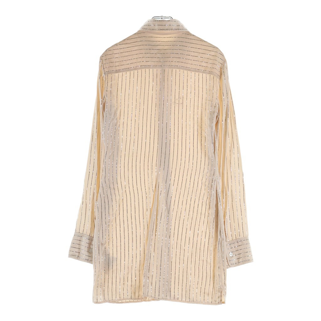 ALEXANDER WANG(アレキサンダーワン) crystal hotfix slim shirt dress ラインストーン装飾 ストライプ長袖シャツ ピンク レディース 1WC2226461
