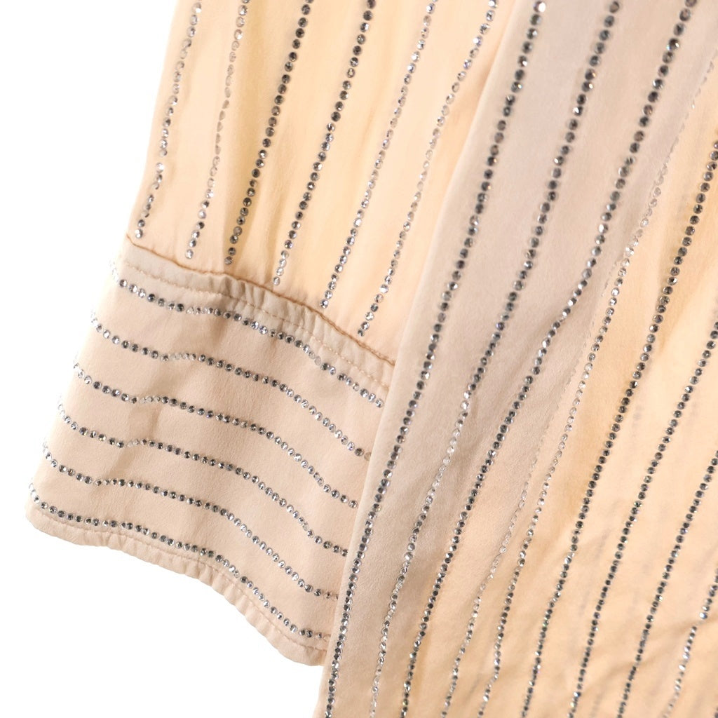 ALEXANDER WANG(アレキサンダーワン) crystal hotfix slim shirt dress ラインストーン装飾 ストライプ長袖シャツ ピンク レディース 1WC2226461