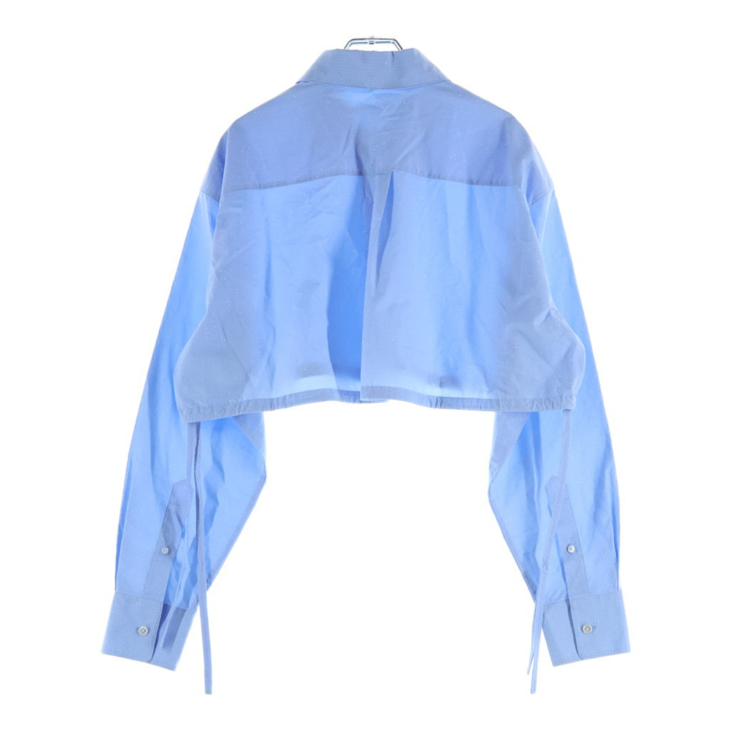 ALEXANDER WANG(アレキサンダーワン) Hotfix Drawstring Cropped Top ラインストーン装飾 クロップド長袖シャツ ブルー レディース 1WC3241933