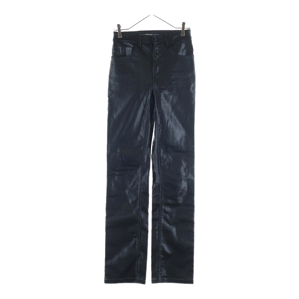 ALEXANDER WANG(アレキサンダーワン) Coated High Waist Slim Stacked Fly Jean コーティング加工 デニムパンツ ブラック レディース 4DC1234365