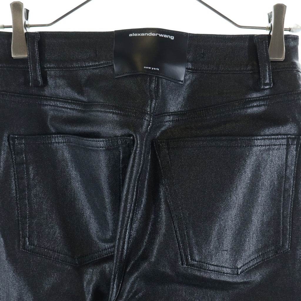 ALEXANDER WANG(アレキサンダーワン) Coated High Waist Slim Stacked Fly Jean コーティング加工 デニムパンツ ブラック レディース 4DC1234365