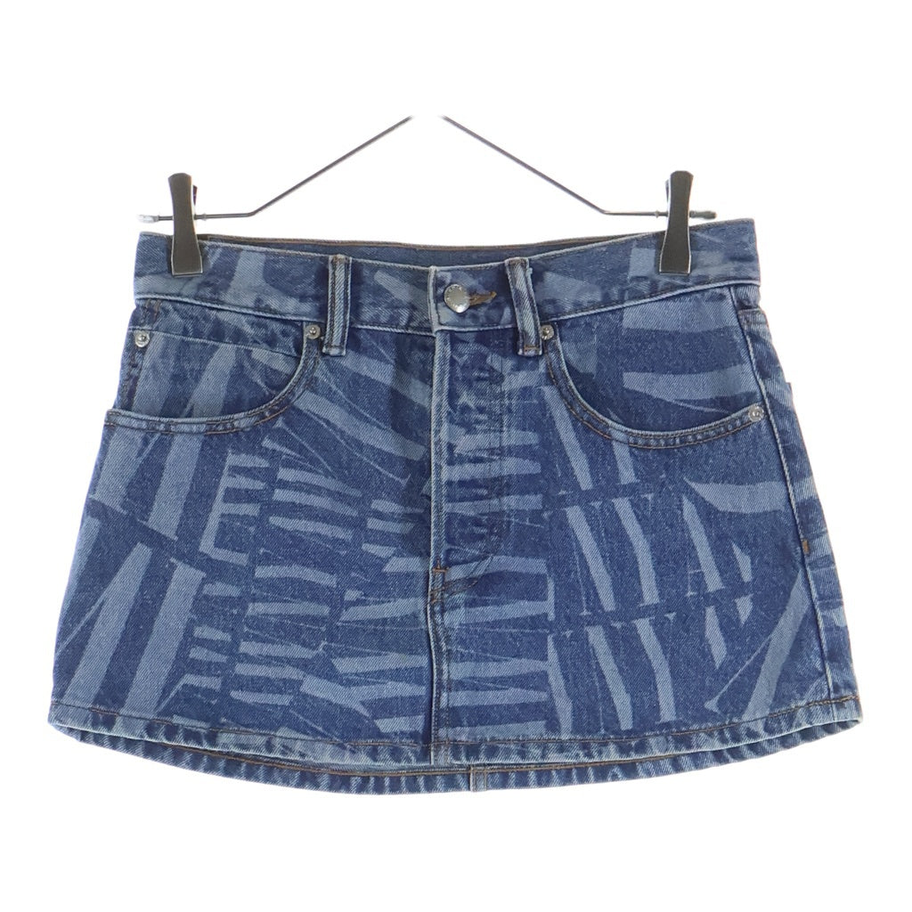 ALEXANDER WANG(アレキサンダーワン) Logo Print Low Mini Skirt 4DC3225218 ロゴプリント ミニスカート インディゴ レディース