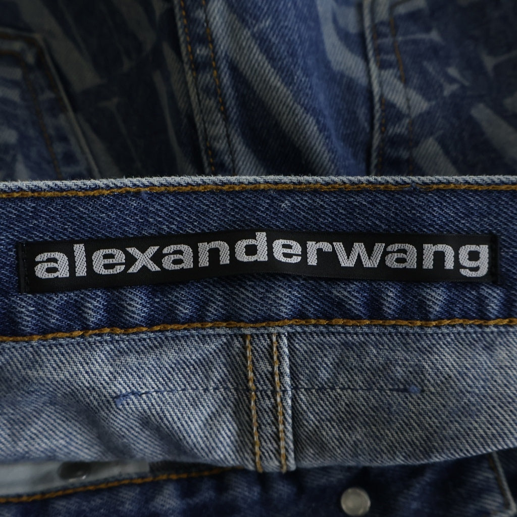 ALEXANDER WANG(アレキサンダーワン) Logo Print Low Mini Skirt 4DC3225218 ロゴプリント ミニスカート インディゴ レディース