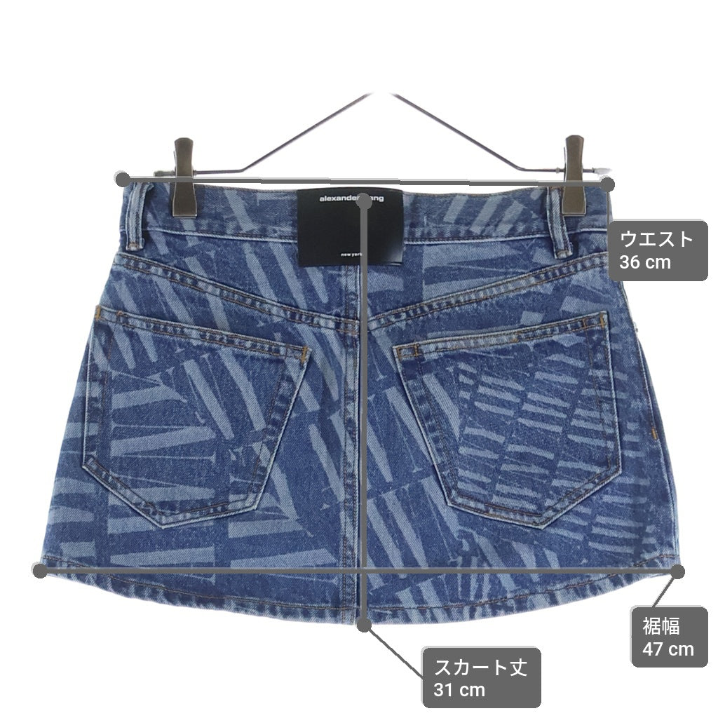 ALEXANDER WANG(アレキサンダーワン) Logo Print Low Mini Skirt 4DC3225218 ロゴプリント ミニスカート インディゴ レディース