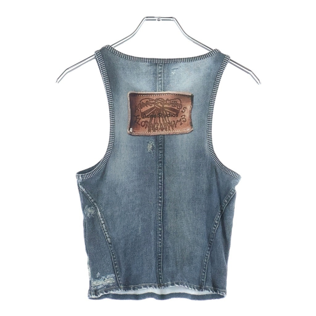 Acne Studios(アクネ ストゥディオズ) Printed Tank Top トロンプルイユ デニムタンクトップ ノースリーブシャツ インディゴ レディース FN-WN-TSHI000618
