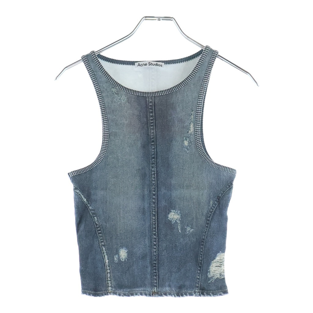 Acne Studios(アクネ ストゥディオズ) Printed Tank Top トロンプルイユ デニムタンクトップ ノースリーブシャツ インディゴ レディース FN-WN-TSHI000618