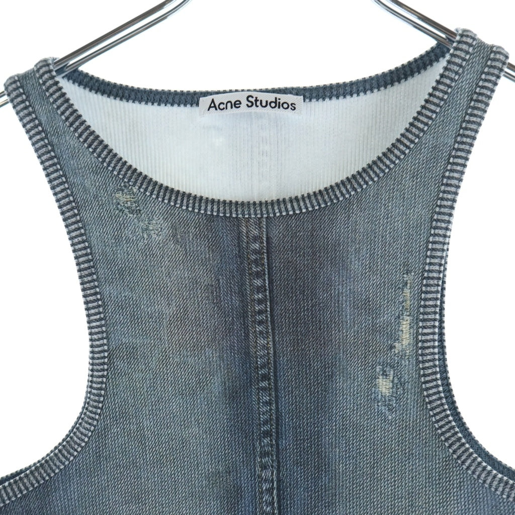 Acne Studios(アクネ ストゥディオズ) Printed Tank Top トロンプルイユ デニムタンクトップ ノースリーブシャツ インディゴ レディース FN-WN-TSHI000618