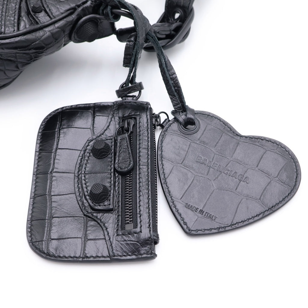 BALENCIAGA(バレンシアガ) Le Cagole XS ル カゴール 型押し レザーハンドバッグ ショルダーバッグ ブラック レディース 671309