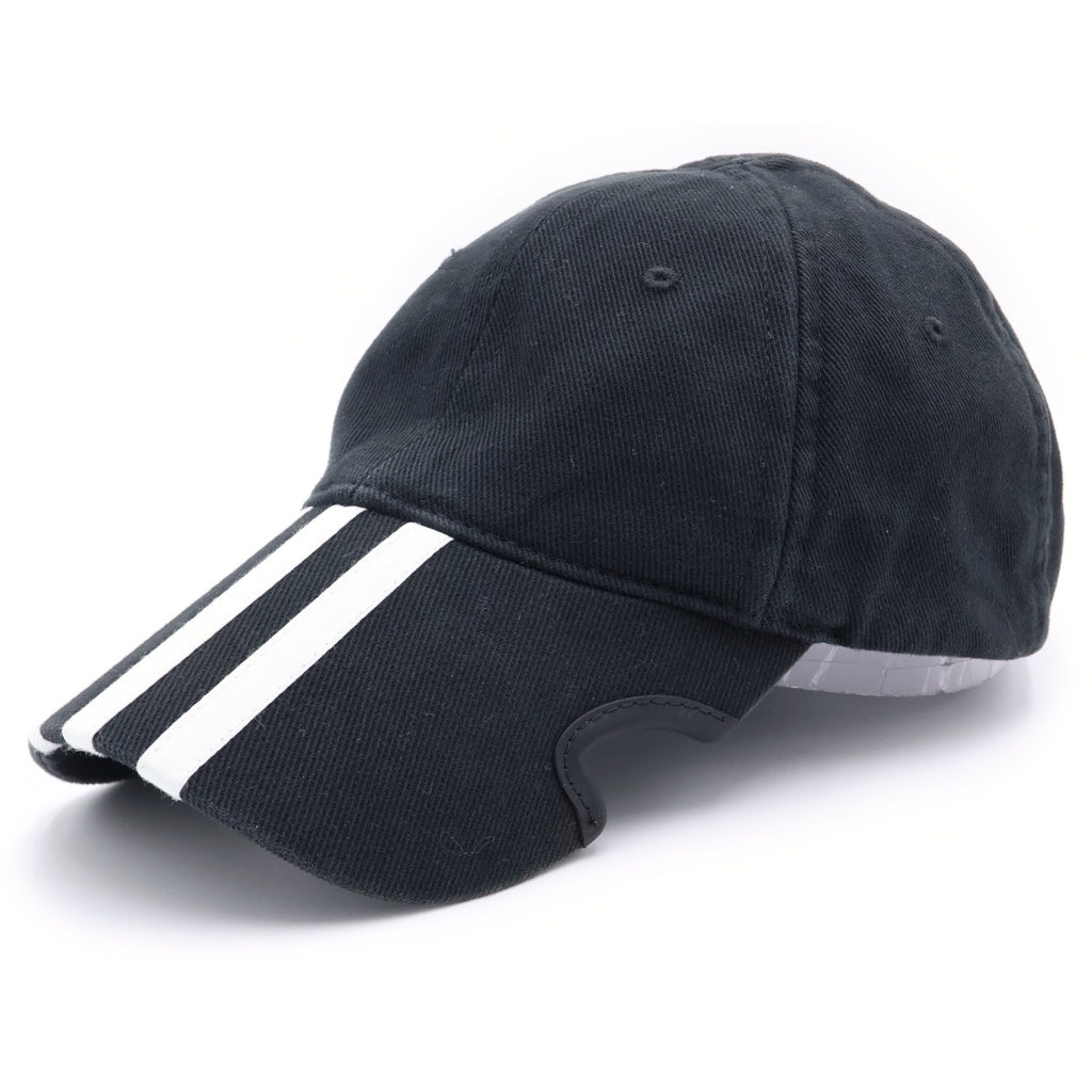 BALENCIAGA(バレンシアガ) ×adidas アディダス ロゴストライプベースボールキャップ 帽子 712160 410B2 ブラック