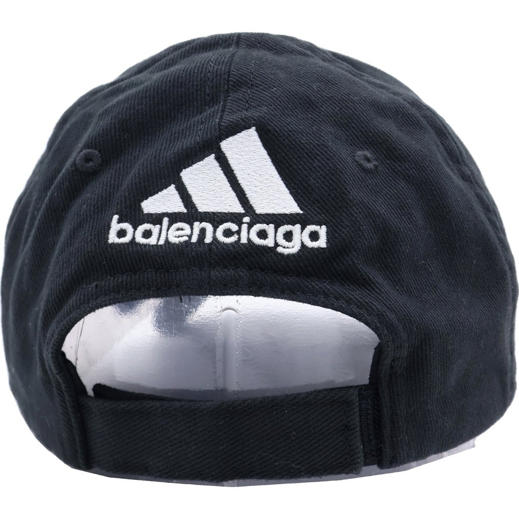 BALENCIAGA(バレンシアガ) ×adidas アディダス ロゴストライプベースボールキャップ 帽子 712160 410B2 ブラック