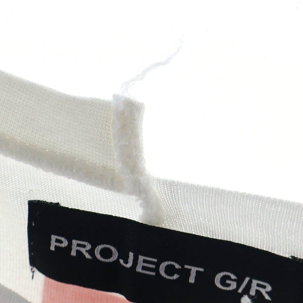 PROJECT G/R(プロジェクトジーアール) POLSKA SPLIT TEE ドッキング プリント クルーネック半袖Tシャツ カットソー ホワイト