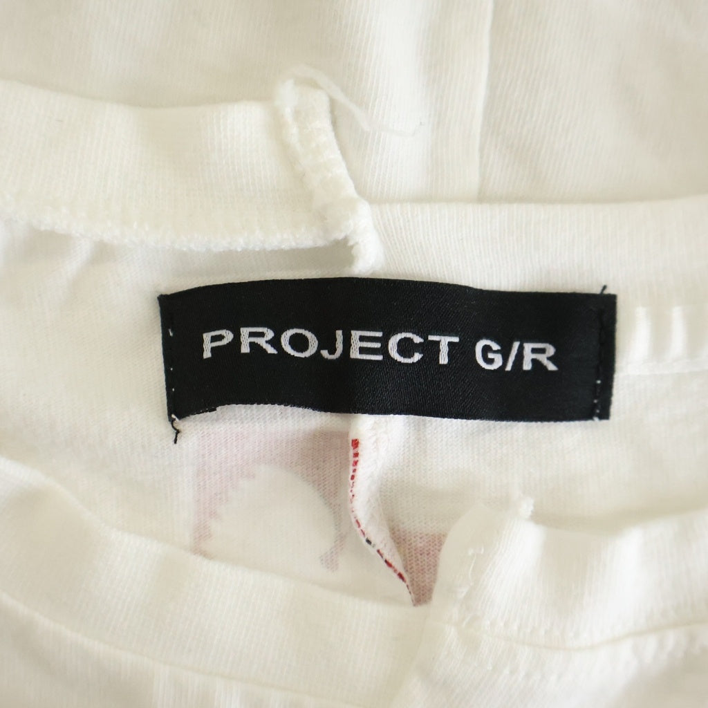 PROJECT G/R(プロジェクトジーアール) POLSKA SPLIT TEE ドッキング プリント クルーネック半袖Tシャツ カットソー ホワイト