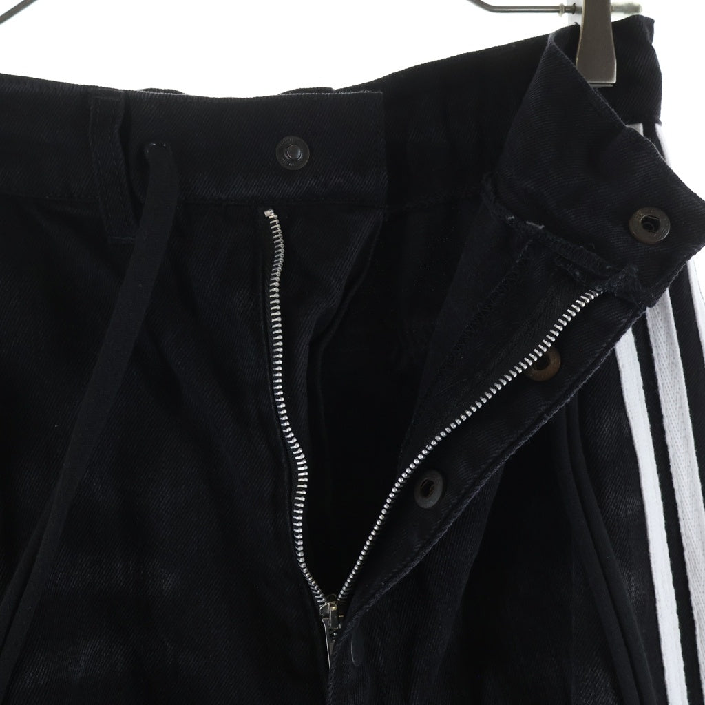 YORI SPORT(ヨリ スポーツ) 5STRIPE DENIM ダメージ加工 サイドストライプ デニム ブラック