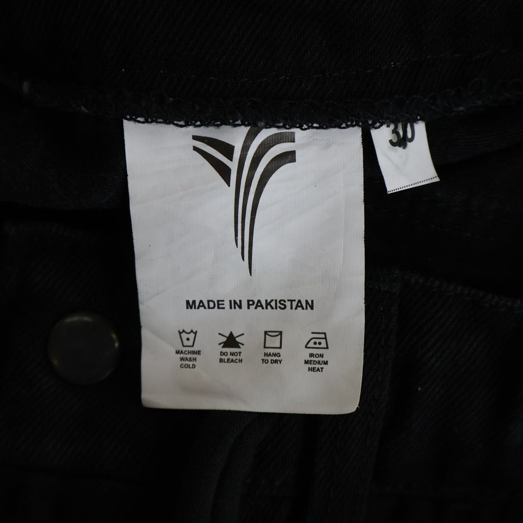 YORI SPORT(ヨリ スポーツ) 5STRIPE DENIM ダメージ加工 サイドストライプ デニム ブラック