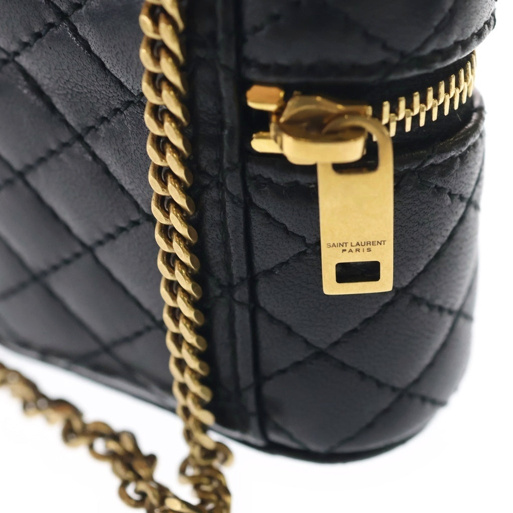 SAINT LAURENT PARIS(サンローランパリ) Micro Gabby Mini Handbag ギャビー ラムスキン キルティング レザーミニハンドバッグ ポーチ ブラック 823948 レディース
