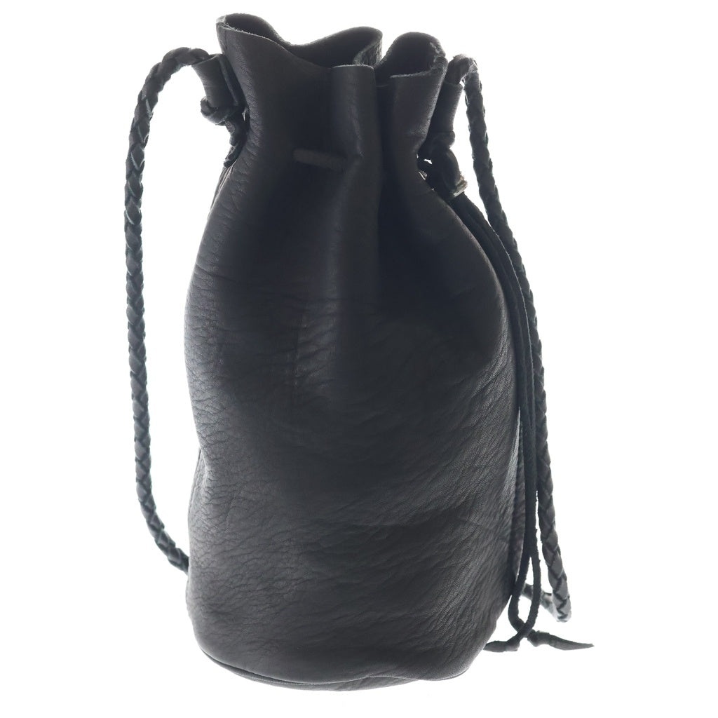 NO BRAND ノーブランド BIOTOP【ビオトープ】Kudu Zip Bag レザー巾着バッグ ブラック NO BRAND(ノーブランド) BIOTOP【ビオトープ】Kudu Zip Bag レザー巾着