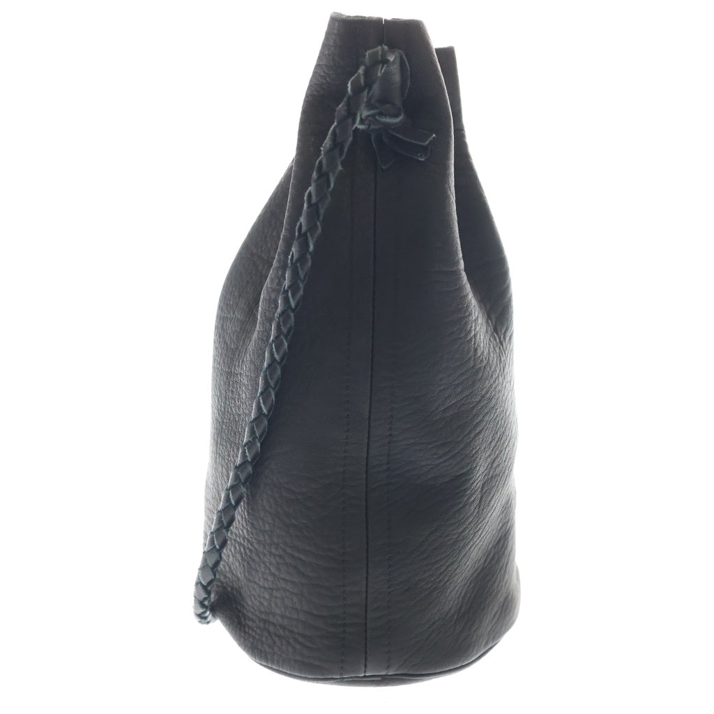 NO BRAND(ノーブランド) BIOTOP【ビオトープ】Kudu Zip Bag レザー巾着バッグ ブラック