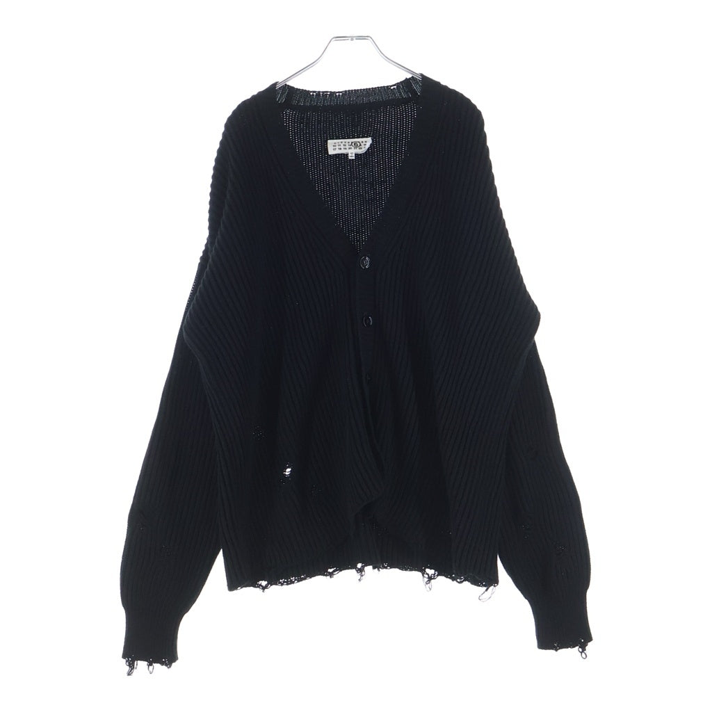 Maison Margiela(メゾンマルジェラ) 24SS Used Effect Cardigan ダメージ加工 ニットカーディガン ブラック SH0HP0001 S18452