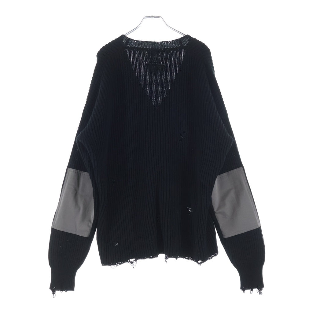 Maison Margiela(メゾンマルジェラ) 24SS Used Effect Cardigan ダメージ加工 ニットカーディガン ブラック SH0HP0001 S18452