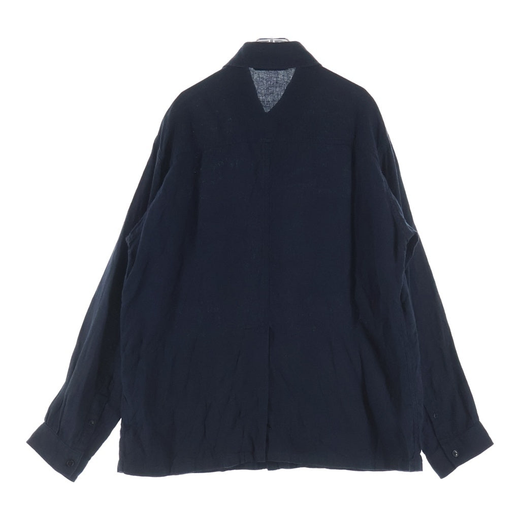 KAPTAIN SUNSHINE(キャプテンサンシャイン) 25SS Safari Shirt Jacket サファリ リネンシャツジャケット ネイビー KS25SJK20