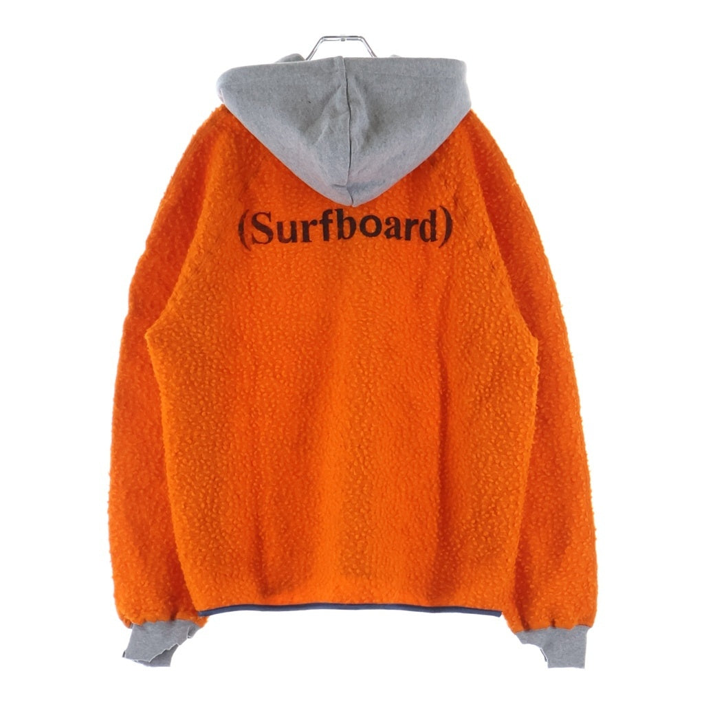 NO BRAND(ノーブランド) Stockholm Surfboard Club【ストックホルムサーフボードクラブ】 Wool Pile Hoodie ハーフジップ ボアパーカー フーディー オレンジ