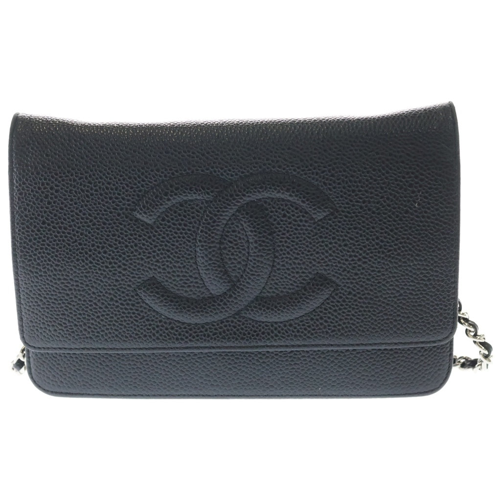 CHANEL(シャネル) Chain Wallet ココマーク キャビアスキン チェーンウォレット ショルダーバッグ ブラック A48654