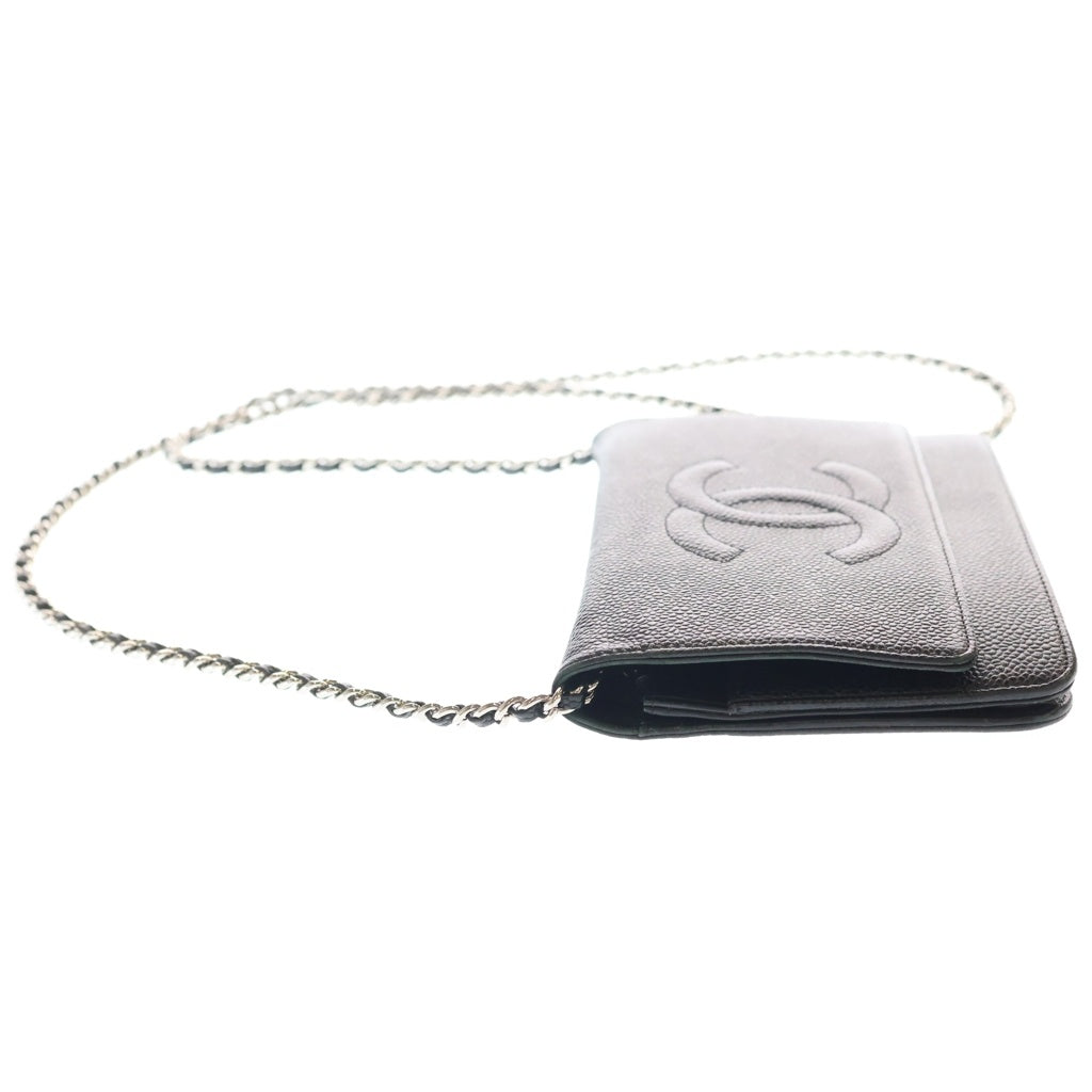 CHANEL(シャネル) Chain Wallet ココマーク キャビアスキン チェーンウォレット ショルダーバッグ ブラック A48654