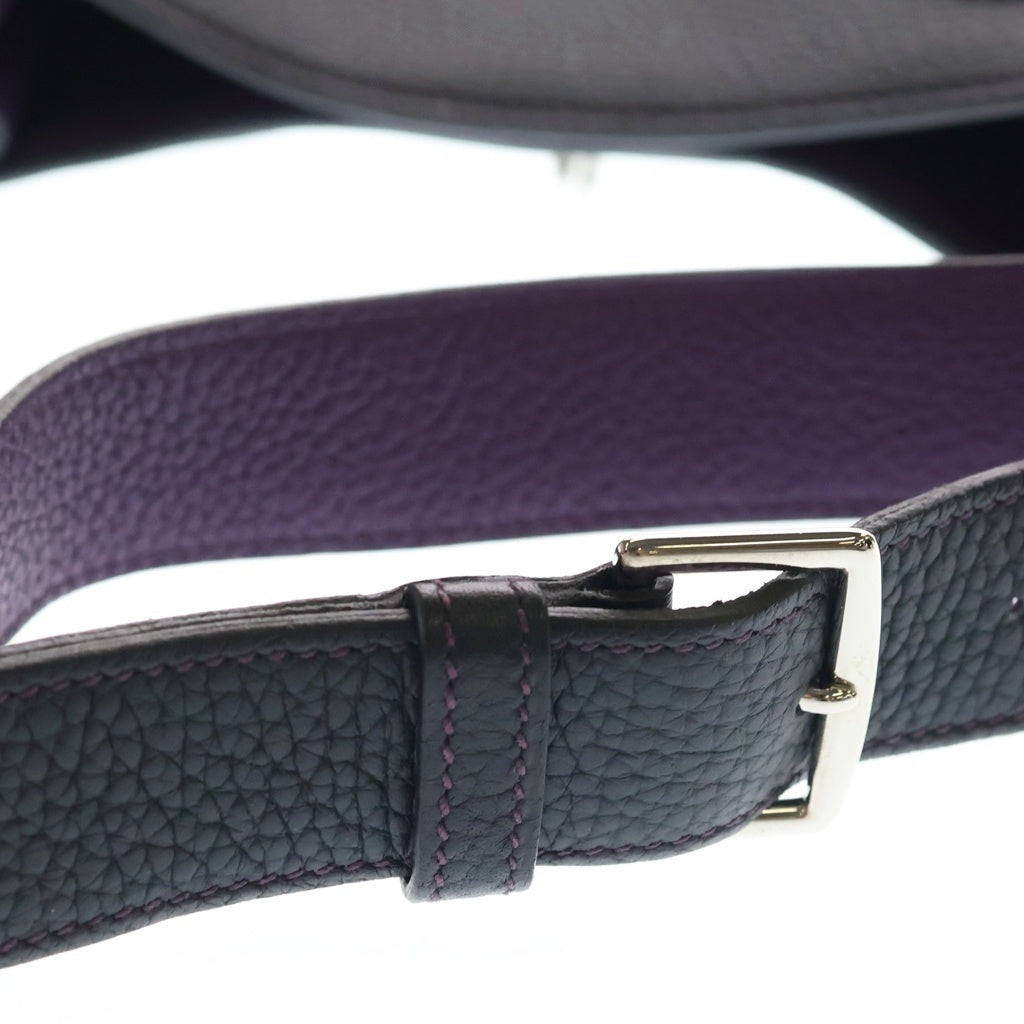 HERMES(エルメス) Sokelly 22 ソーケリー トゴレザー バイカラー ショルダーバッグ ブラック/パープル □Q刻印 レディース