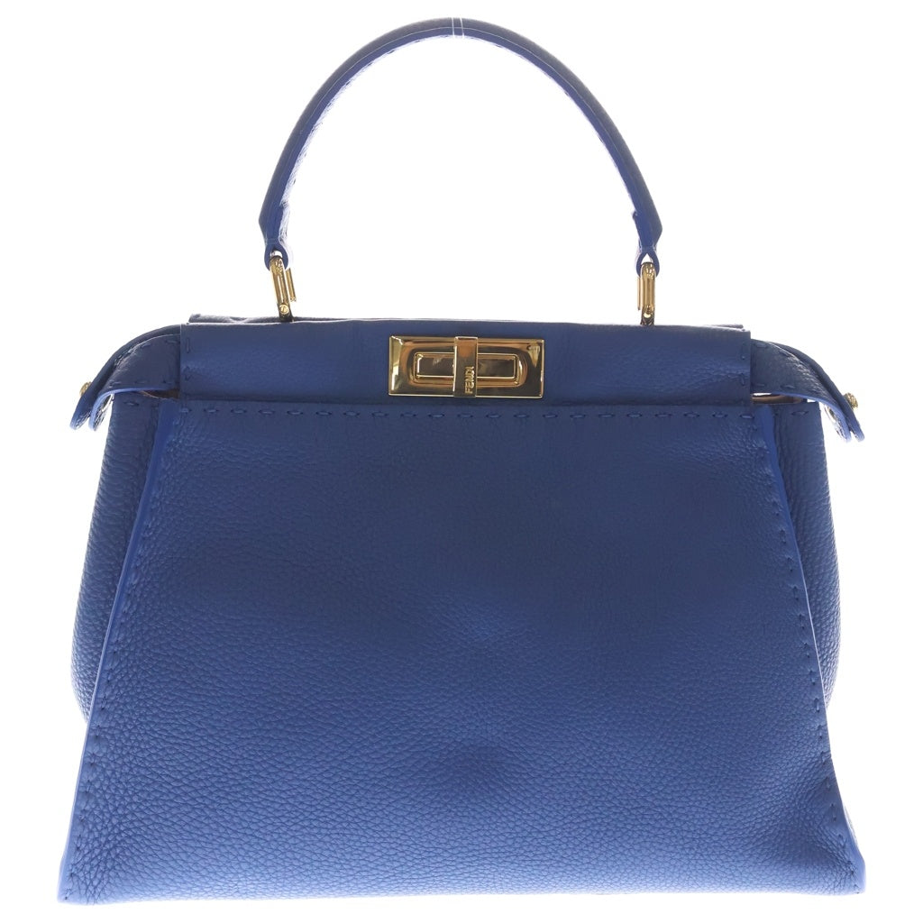 FENDI(フェンディ) Peekaboo Selleria ピーカブー セレリア レザーハンドバッグ ショルダーバッグ ブルー 8BN226 レディース