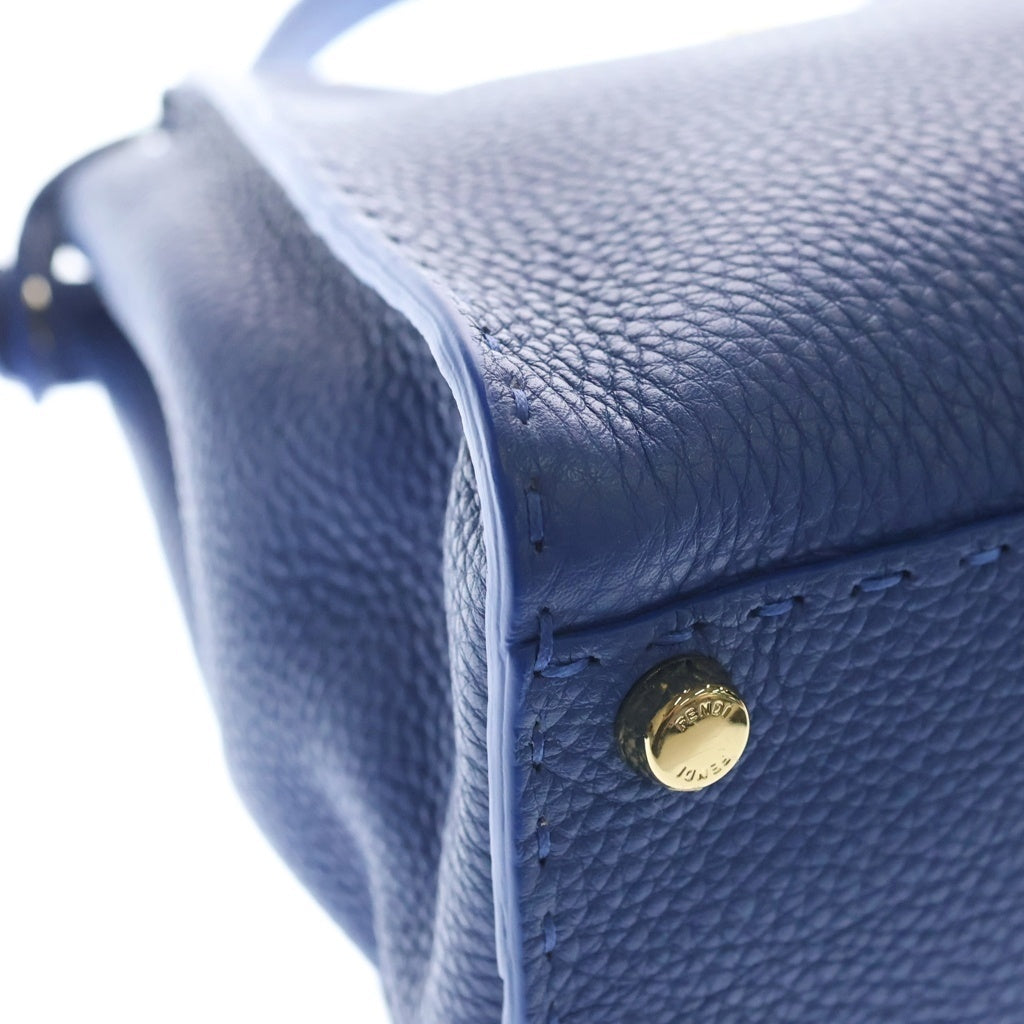 FENDI(フェンディ) Peekaboo Selleria ピーカブー セレリア レザーハンドバッグ ショルダーバッグ ブルー 8BN226 レディース