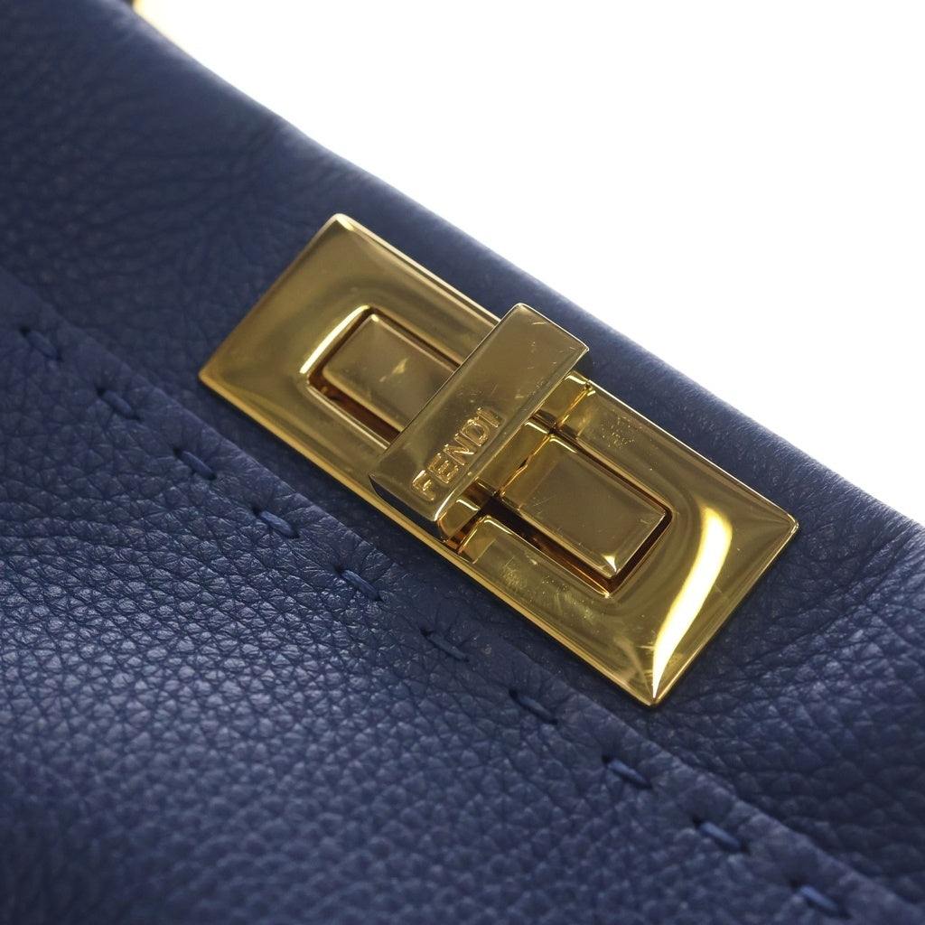 FENDI(フェンディ) Peekaboo Selleria ピーカブー セレリア レザーハンドバッグ ショルダーバッグ ブルー 8BN226 レディース