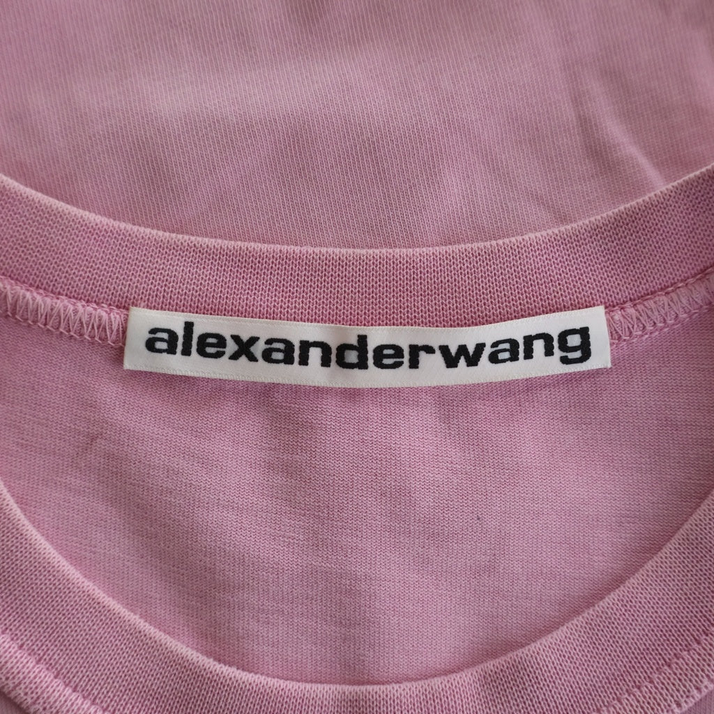 ALEXANDER WANG(アレキサンダーワン) Emboss T-Shirt エンボスロゴ クロップド 半袖Tシャツ ピンク レディース