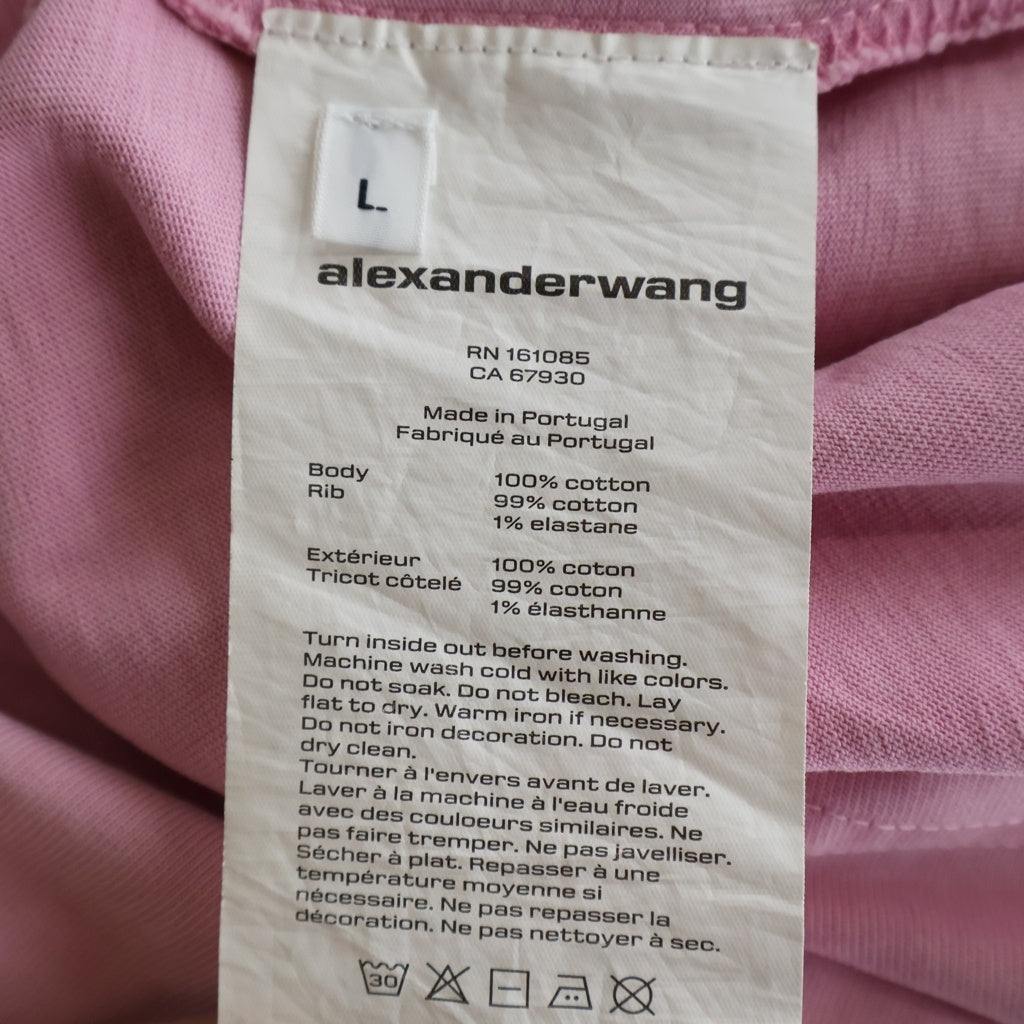 ALEXANDER WANG(アレキサンダーワン) Emboss T-Shirt エンボスロゴ クロップド 半袖Tシャツ ピンク レディース