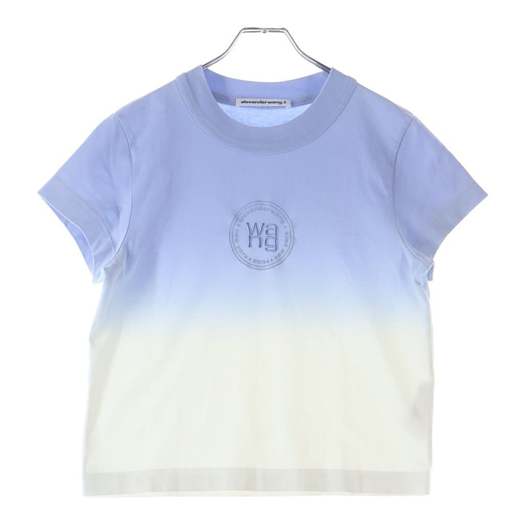 ALEXANDER WANG(アレキサンダーワン) Gradation T-Shirt ロゴ刺繍 クロップド 半袖Tシャツ ブルー レディース
