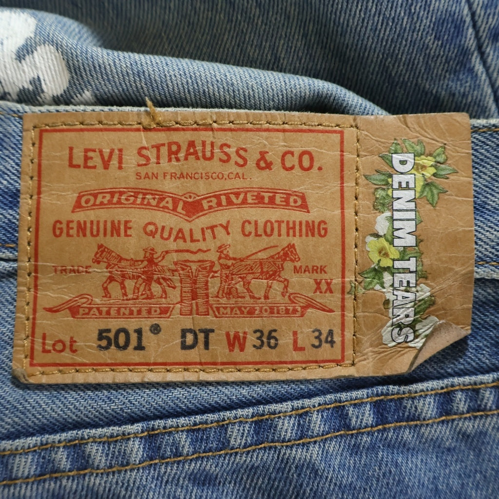 DENIM TEARS(デニムティアーズ) ×LEVI'S 501 COTTON WREATH CHAIN STITCH リーバイス フラワープリントデニムパンツ インディゴ PC9-A1592-0002