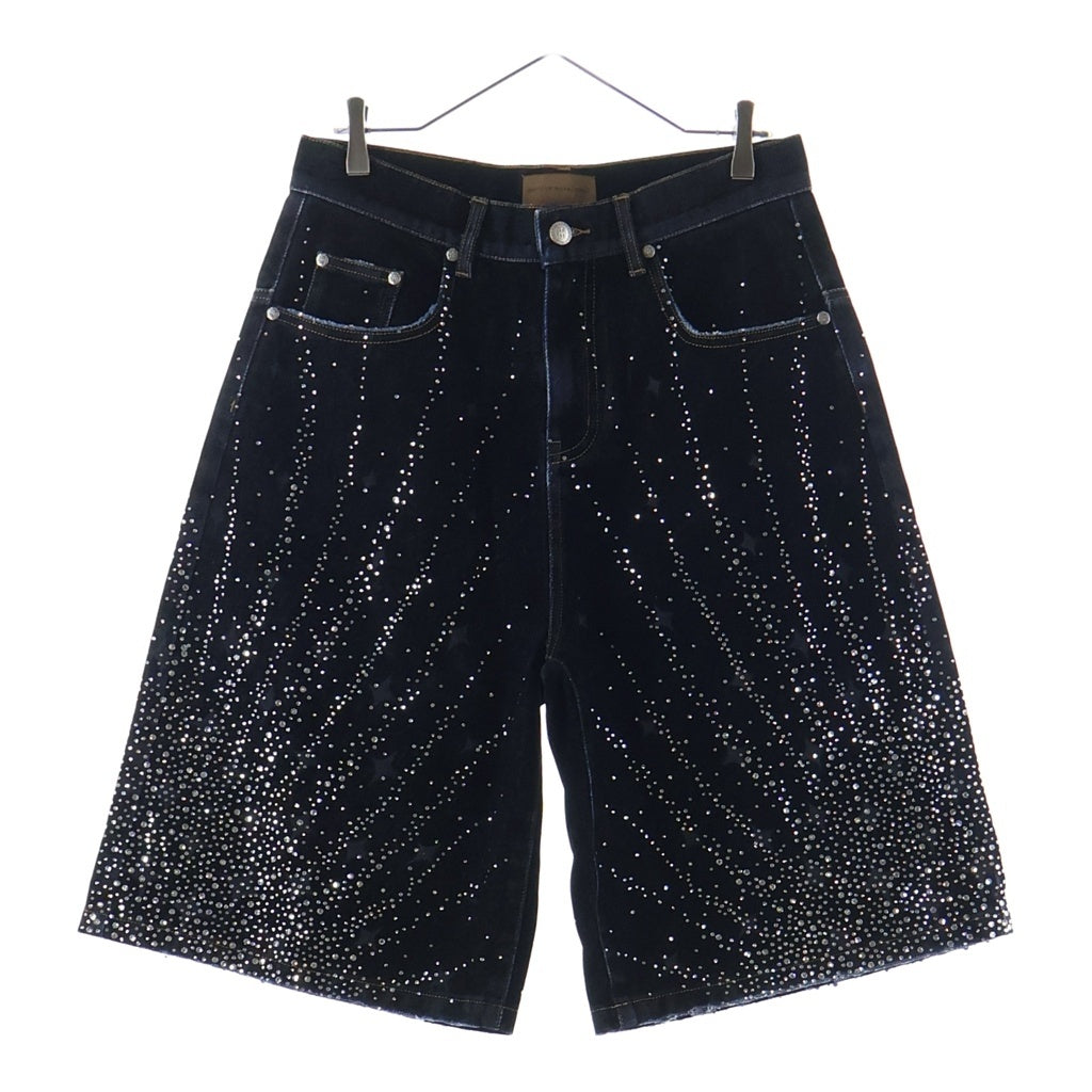 BIRTH OF ROYAL CHILD(バースオブロイヤルチャイルド) 20K Diamond Starlight Denim Shorts ラインストーン装飾 デニムハーフパンツ ショーツ ブラック
