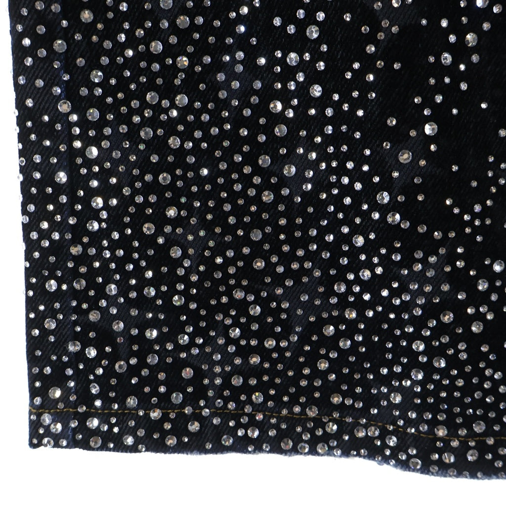 BIRTH OF ROYAL CHILD(バースオブロイヤルチャイルド) 20K Diamond Starlight Denim Shorts ラインストーン装飾 デニムハーフパンツ ショーツ ブラック