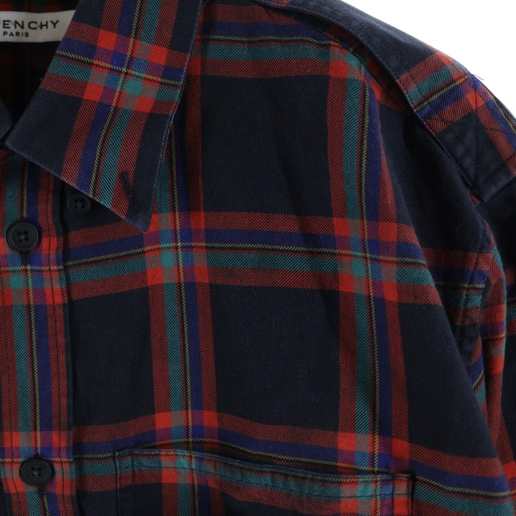 GIVENCHY(ジバンシィ) 16SS Star L/S Shirt スターレザーパッチ 長袖チェックシャツ マルチカラー 16S 6029 409