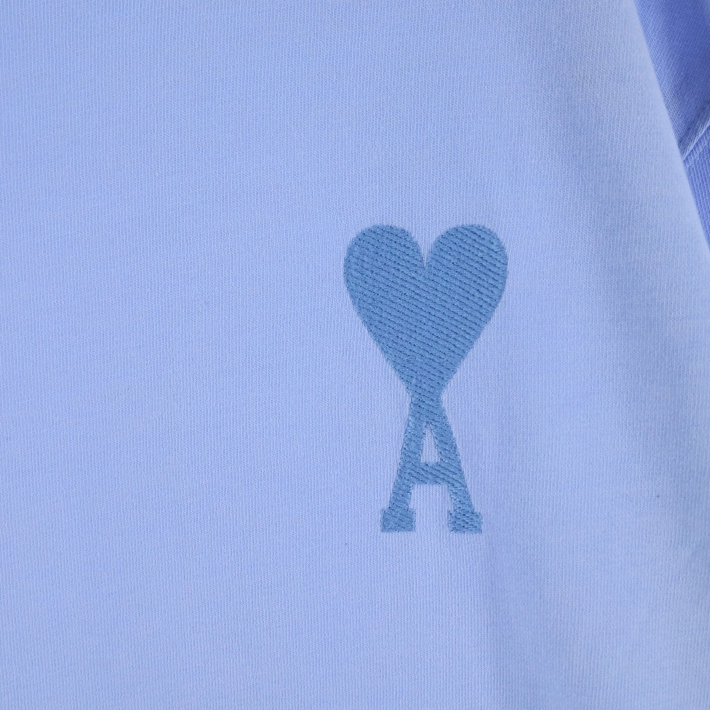 AMI Alexandre Mattiussi(アミアレクサンドルマテュッシ) T-Shirt ハートロゴ刺繍 半袖Tシャツ ブルー E22UTS002.726