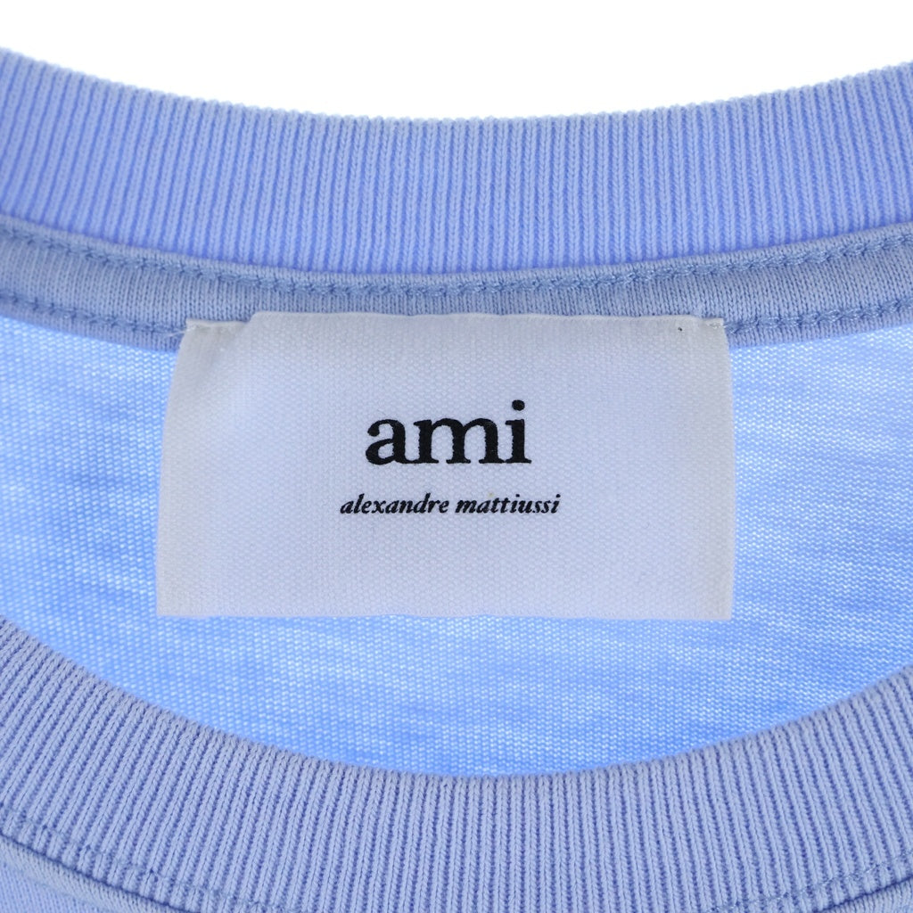 AMI Alexandre Mattiussi(アミアレクサンドルマテュッシ) T-Shirt ハートロゴ刺繍 半袖Tシャツ ブルー E22UTS002.726