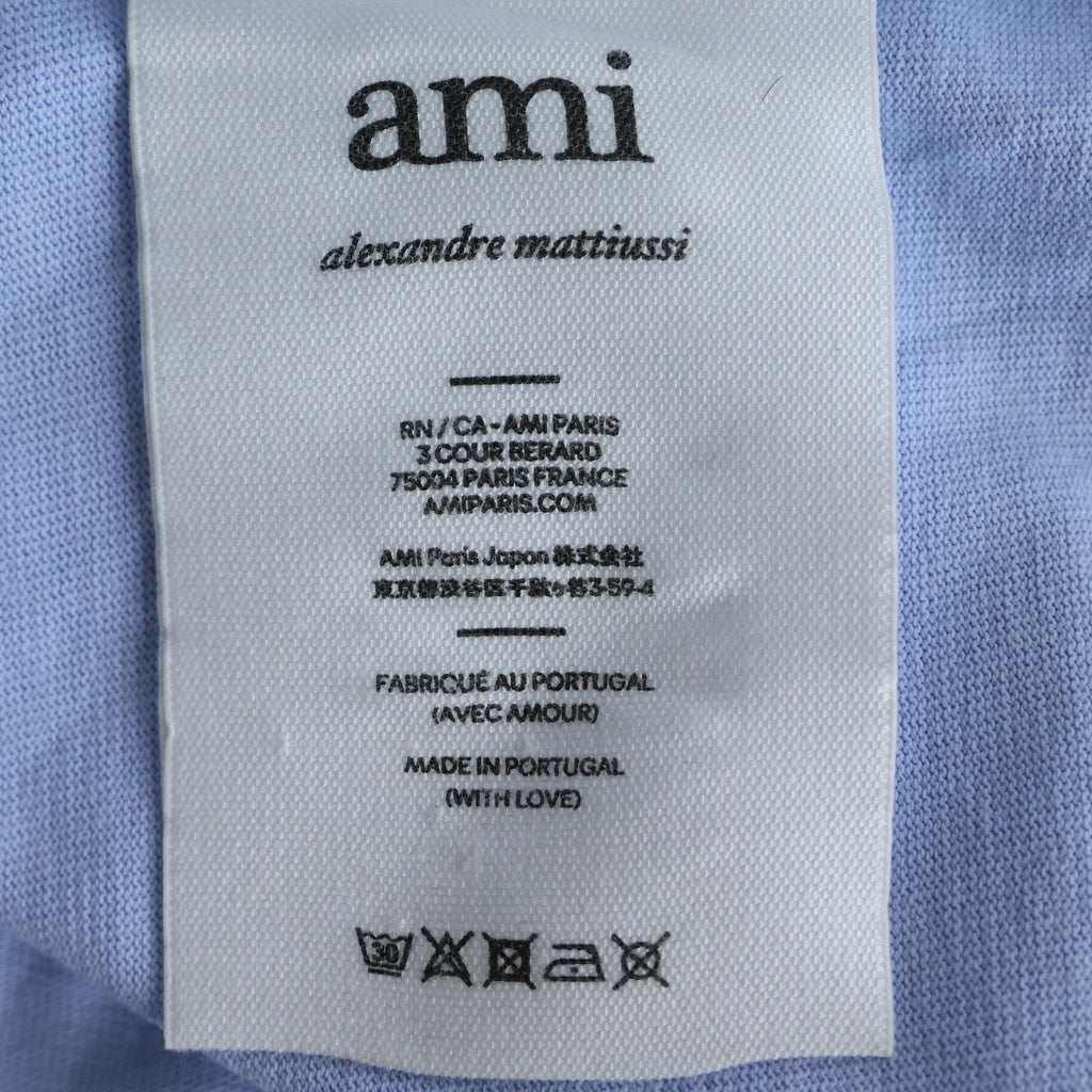 AMI Alexandre Mattiussi(アミアレクサンドルマテュッシ) T-Shirt ハートロゴ刺繍 半袖Tシャツ ブルー E22UTS002.726